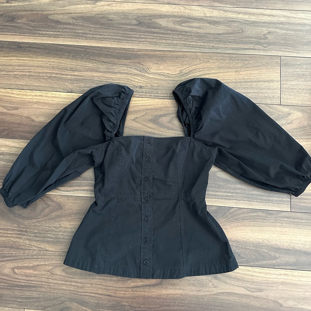 Black Corset Puff Sleeve Top